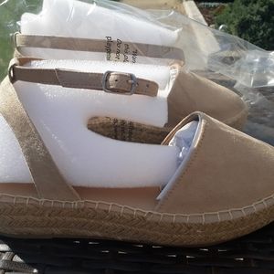 Tan faux suede espadrilles